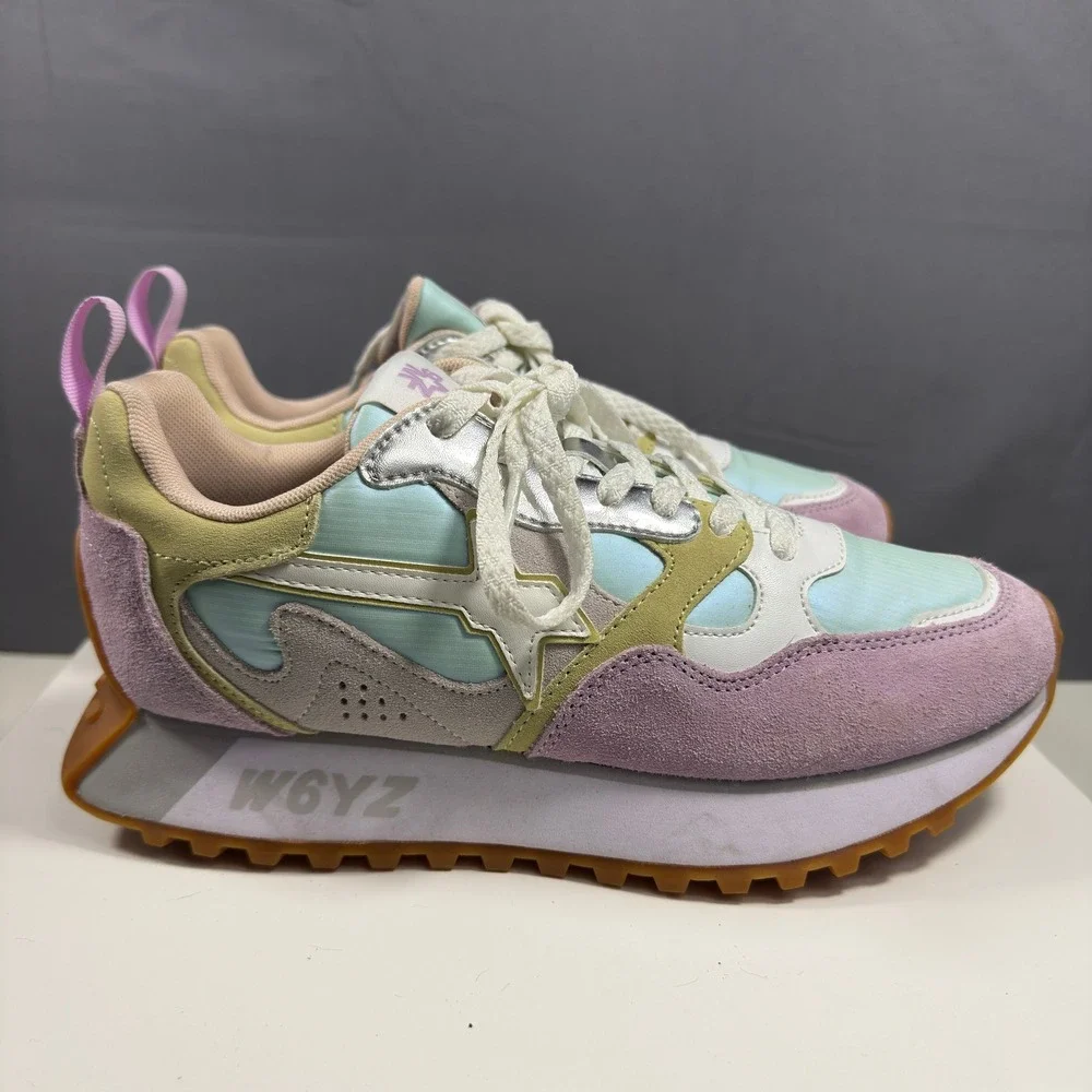 W6YZ Jet-M Sneakers Womens 7 Multi Pastel Suede Retro Running Shoes Wizz